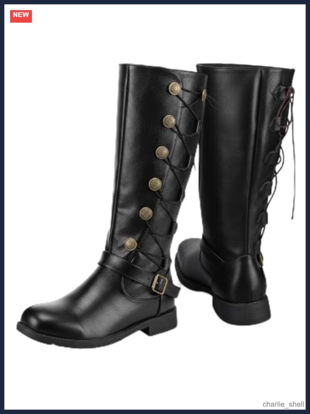Medieval Pirate Boots Faux Leather Lace-Up Renaissance Costume Boots